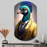 Peacock Gangster In NYC I - Asymmetric Metal Wall Art