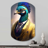 Peacock Gangster In NYC I - Asymmetric Metal Wall Art