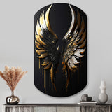 Black Silver And Gold Angel Wings II - Asymmetric Metal Wall Art