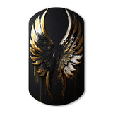 Black Silver And Gold Angel Wings II - Asymmetric Metal Wall Art