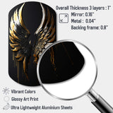 Black Silver And Gold Angel Wings II - Asymmetric Metal Wall Art