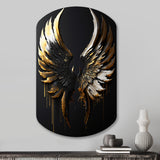 Black Silver And Gold Angel Wings II - Asymmetric Metal Wall Art