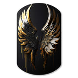 Black Silver And Gold Angel Wings II - Asymmetric Metal Wall Art