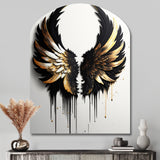 Black Silver And Gold Angel Wings III - Asymmetric Metal Wall Art