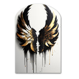 Black Silver And Gold Angel Wings III - Asymmetric Metal Wall Art