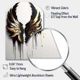 Black Silver And Gold Angel Wings III - Asymmetric Metal Wall Art