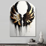 Black Silver And Gold Angel Wings III - Asymmetric Metal Wall Art