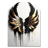 Black Silver And Gold Angel Wings III - Asymmetric Metal Wall Art