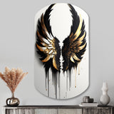 Black Silver And Gold Angel Wings III - Asymmetric Metal Wall Art