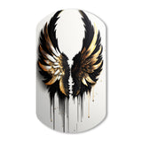 Black Silver And Gold Angel Wings III - Asymmetric Metal Wall Art