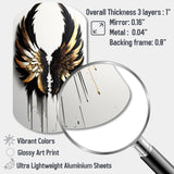 Black Silver And Gold Angel Wings III - Asymmetric Metal Wall Art