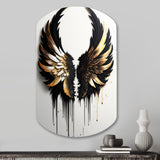 Black Silver And Gold Angel Wings III - Asymmetric Metal Wall Art