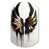 Black Silver And Gold Angel Wings III - Asymmetric Metal Wall Art