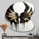 Black Silver And Gold Angel Wings III - Asymmetric Metal Wall Art