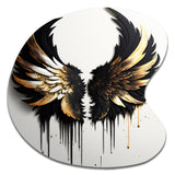 Black Silver And Gold Angel Wings III - Asymmetric Metal Wall Art