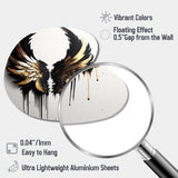 Black Silver And Gold Angel Wings III - Asymmetric Metal Wall Art