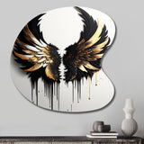 Black Silver And Gold Angel Wings III - Asymmetric Metal Wall Art