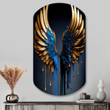 Blue And Gold Angel Wings III - Asymmetric Metal Wall Art