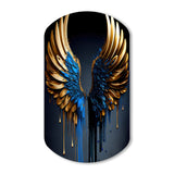 Blue And Gold Angel Wings III - Asymmetric Metal Wall Art