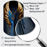 Blue And Gold Angel Wings III - Asymmetric Metal Wall Art