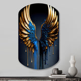 Blue And Gold Angel Wings III - Asymmetric Metal Wall Art