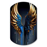 Blue And Gold Angel Wings III - Asymmetric Metal Wall Art