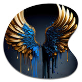 Blue And Gold Angel Wings III - Asymmetric Metal Wall Art