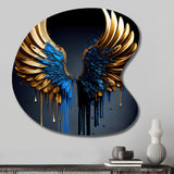 Blue And Gold Angel Wings III - Asymmetric Metal Wall Art