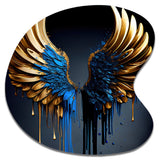 Blue And Gold Angel Wings III - Asymmetric Metal Wall Art