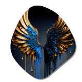 Blue And Gold Angel Wings III - Asymmetric Metal Wall Art