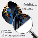 Blue And Gold Angel Wings III - Asymmetric Metal Wall Art