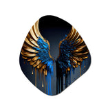 Blue And Gold Angel Wings III - Asymmetric Metal Wall Art