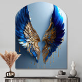 Blue And Gold Angel Wings V - Asymmetric Metal Wall Art