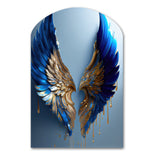 Blue And Gold Angel Wings V - Asymmetric Metal Wall Art