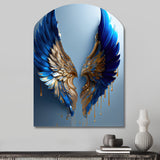 Blue And Gold Angel Wings V - Asymmetric Metal Wall Art