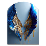 Blue And Gold Angel Wings V - Asymmetric Metal Wall Art