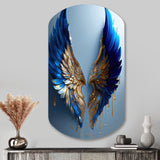 Blue And Gold Angel Wings V - Asymmetric Metal Wall Art