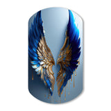 Blue And Gold Angel Wings V - Asymmetric Metal Wall Art