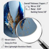 Blue And Gold Angel Wings V - Asymmetric Metal Wall Art