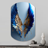 Blue And Gold Angel Wings V - Asymmetric Metal Wall Art