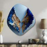 Blue And Gold Angel Wings V - Asymmetric Metal Wall Art