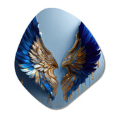 Blue And Gold Angel Wings V - Asymmetric Metal Wall Art