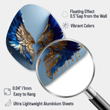 Blue And Gold Angel Wings V - Asymmetric Metal Wall Art