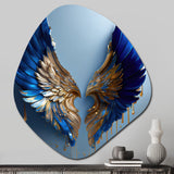 Blue And Gold Angel Wings V - Asymmetric Metal Wall Art