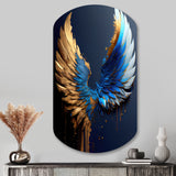 Blue And Gold Angel Wings VI - Asymmetric Metal Wall Art