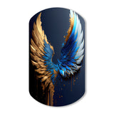 Blue And Gold Angel Wings VI - Asymmetric Metal Wall Art