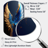 Blue And Gold Angel Wings VI - Asymmetric Metal Wall Art