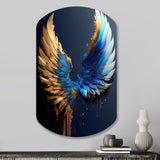 Blue And Gold Angel Wings VI - Asymmetric Metal Wall Art