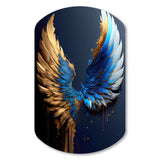 Blue And Gold Angel Wings VI - Asymmetric Metal Wall Art