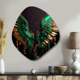 Green And Gold Angel Wings I - Asymmetric Metal Wall Art